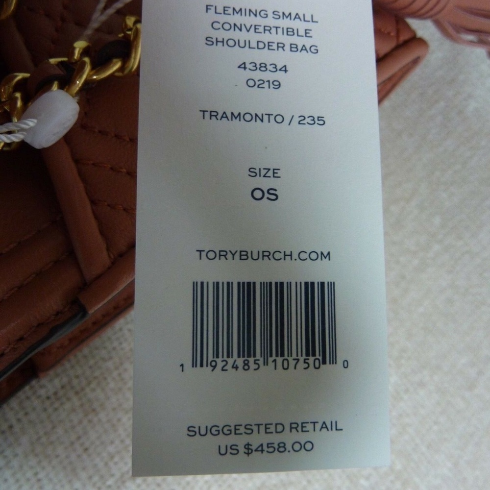 Tory Burch Fleming Coral Sunset Pink Small Convertible Shoulder/Crossbody Bag - Picture 14 of 16